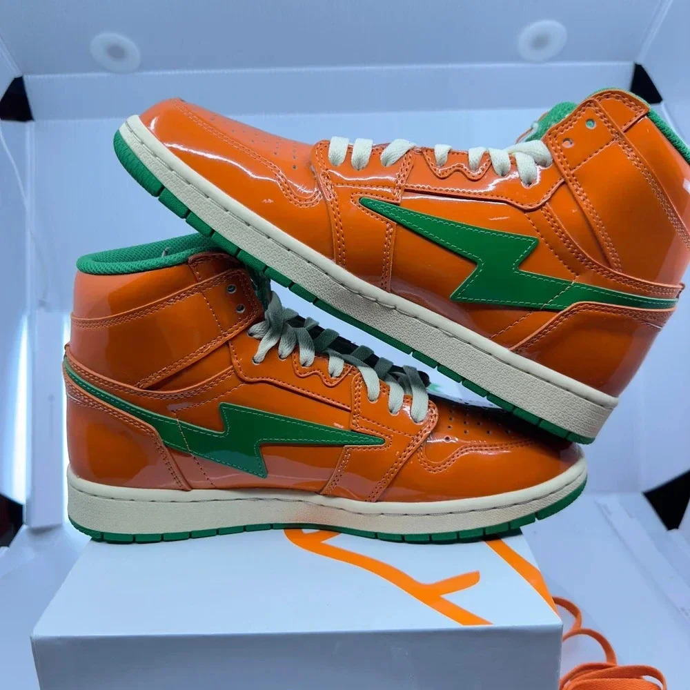 Reves Sport Paris Mens Shoes Kool Kiy '85 Hi Top Athletic Sneakers Orange 9.5 - Picture 5 of 8